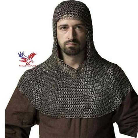 Chainmail Round Riveted With Flat Washer Chainmail Coif 9 Mm Medieval