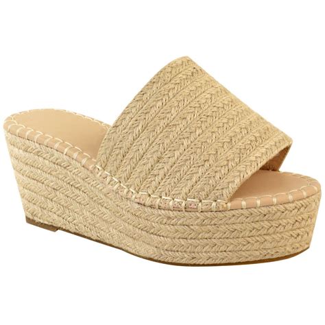 Womens Wedge Flatforms Sandals Platform Summer Espadrilles Slip On Mules New Ebay