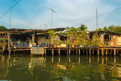 Stilt Houses Above River In Rural Thailand Stock Photo Image Of Home