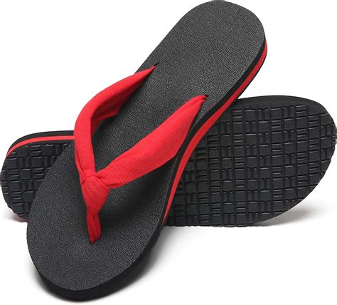 Maiitrip Womens Flip Flops Beach Red Thong Sandals Ladies Comfortable Cute Yoga Mat Footbed