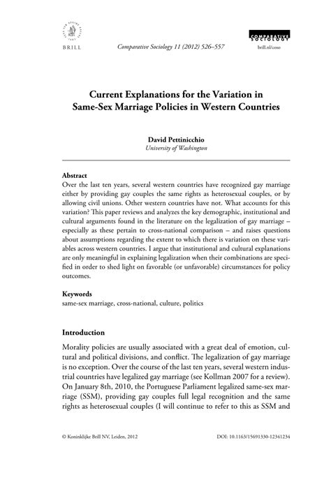 Pdf Current Explanations For The Variation In Same Sex Marriage