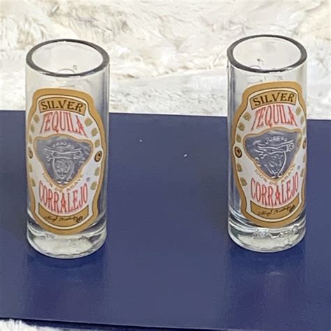 Rare Corralejo Silver Tequila Tall Shot Glasses Good Condition Lot Of 2 Euc Ebay