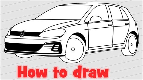how to draw a car volkswagen golf gti 2018 youtube