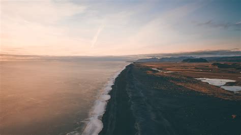 Wallpaper Nature Landscape Sea Black Sand Sunset Vik Iceland