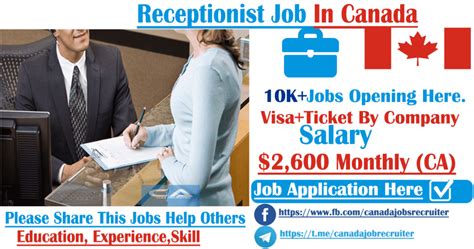 Receptionist Job In Canada With Salary Canada Jobs Recruiter