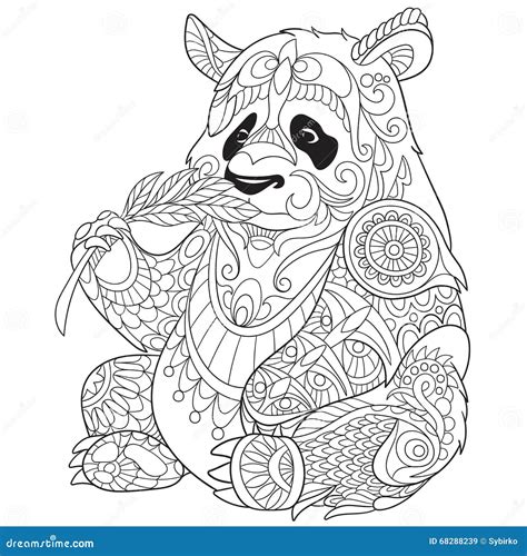Zentangle Stilisierte Panda Vektor Abbildung Illustration Von