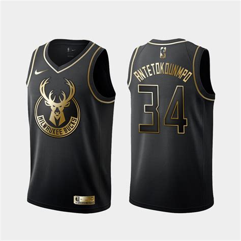 Mens Bucks Giannis Antetokounmpo Basketball Golden Edition Jersey Black