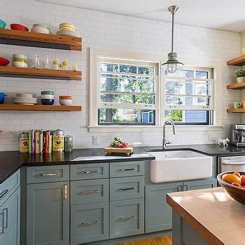 I also have dark brown cabinets and black silestone countertops with stainless steel appliances. gray blue cabinets - Google Search | Beadboard kitchen ...