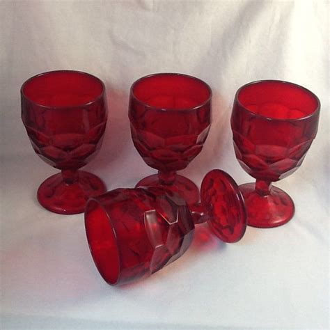 Viking Art Glass Georgian Ruby 12oz Water Goblets Set Of 4 Etsy