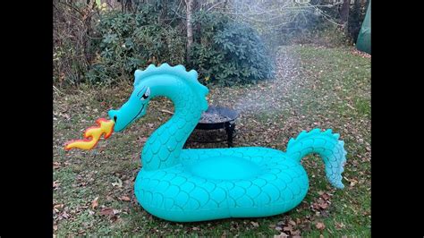 Playing With Fire And Inflatables Huge Inflatable Green Dragon Youtube