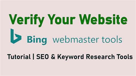 Bing Webmaster Tools Verificationtutorial Seo And Keyword Research