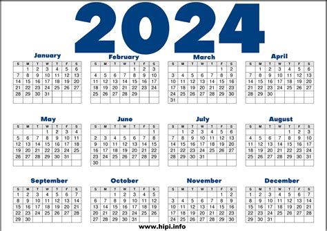 Year 2024 Calendar Printable - Hipi.info