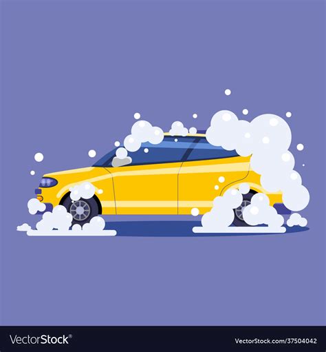 Car In Bubbles Auto Service Washing Clean Vector Image