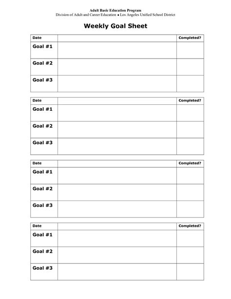 13 Best Images Of Goals And Objectives Worksheet Goal Setting