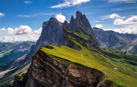 Tapety Zdjęcia Masyw Odle Góry Dolomity Włochy Doliny Domki