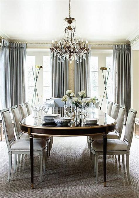 This Gray And Cream Formal Dining Room With Gold And Crystal Accents Is