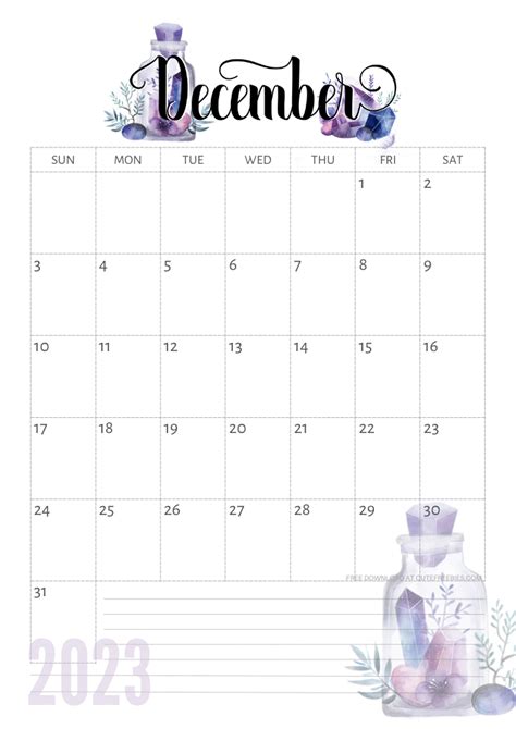 Free Printable 2023 Calendar Pdf Crystal Gems Cute Freebies For You