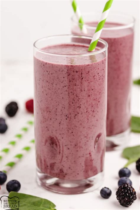 Triple Berry Green Smoothie Butter With A Side Of Bread