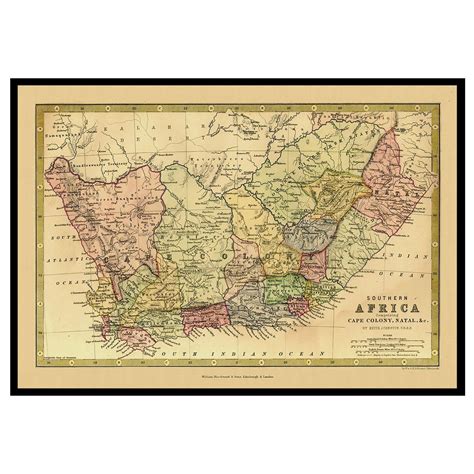 South Africa 1880 Linen Backed Folded Map Old Map Reprint Etsy Uk