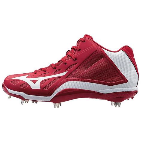 Mizuno Heist Iq Metal Baseball Cleat Mid Redwhite 11