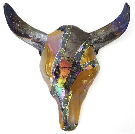Plaster cow head wall decor. Cow Skull by Karen Ehart (Art Glass Wall Sculpture) | Artful Home