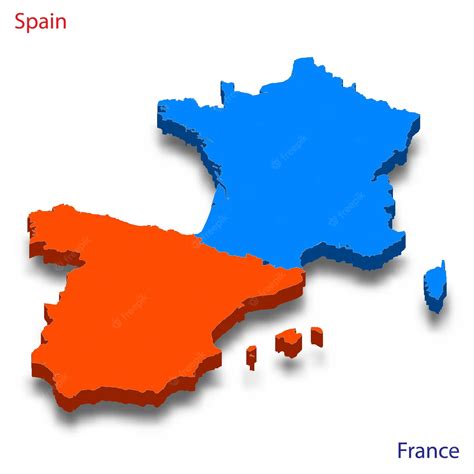 Mapa 3d De Las Relaciones Entre España Y Francia Vector Premium