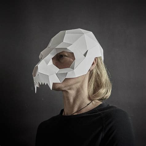 Animal Skull Mask Papercraft Set Crow Cat Bull Stag Low Etsy Skull