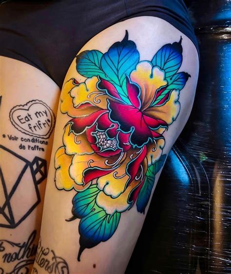 Japanese Ink On Instagram Another Colorful Japanese Flower Tattoo By