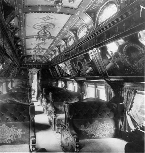 Train Travel In The 1800s Old Photos Depict The Interior Of A Rococo Period Pullman Train Car