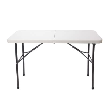 Furnistar White Plastic Folding Table Steel Legs Rectangular 48x24