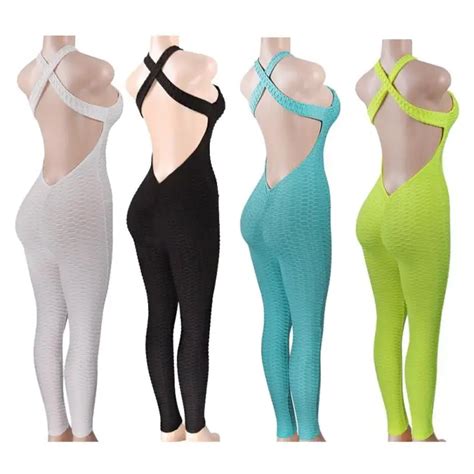 Yoga Sets Fitness Clothing Womens One Pieces Sports Suit Set Workout Gym Fitness Jumpsuit Pants