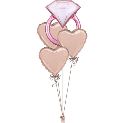 Giant rose gold engagement ring balloon, (sku 846715) sku: Rose Gold Ring Engagement Bunch | Magic Balloons