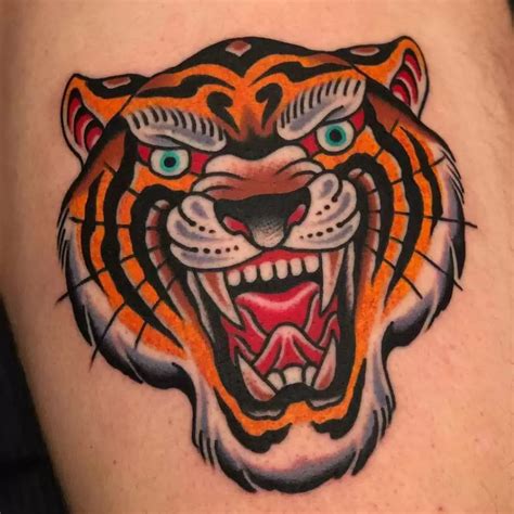 60 American Traditional Tiger Tattoo Ideas Tiger Head Tattoo Tiger