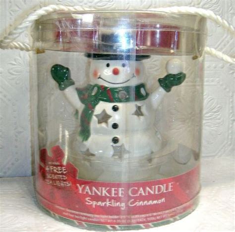 Yankee Candle Snowman Luminary With Sparkling Cinnamon Tea Lights