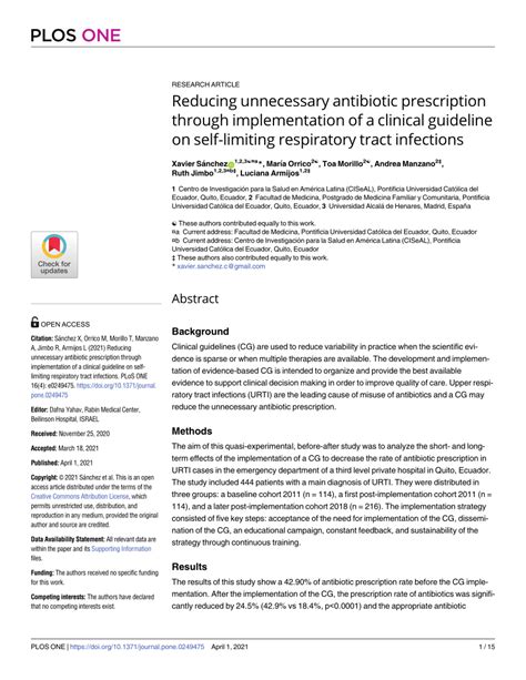 Pdf Reducing Unnecessary Antibiotic Prescription Through