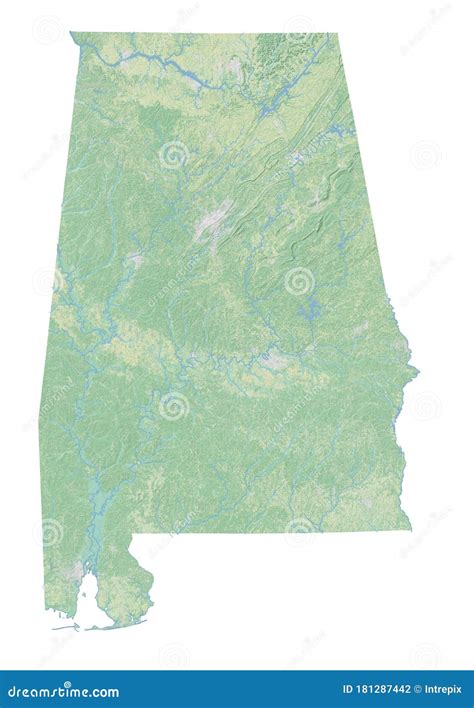High Resolution Topographic Map Of Alabama Stock Illustration