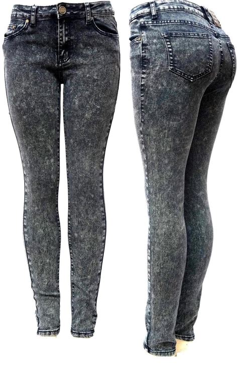 Yes Me Premium Soft Stretch Black Acid Wash Denim Jeans Skinny Leg Pants At Amazon Women S Jeans