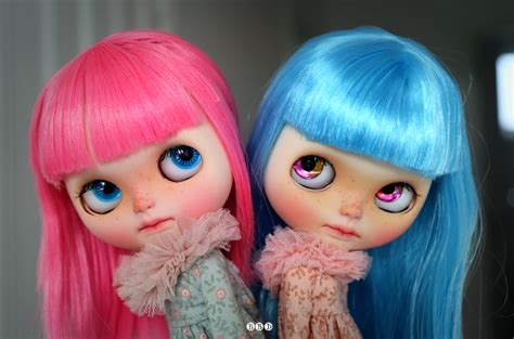 Blue Butterfly Dolls Two Custom Blythe Girls