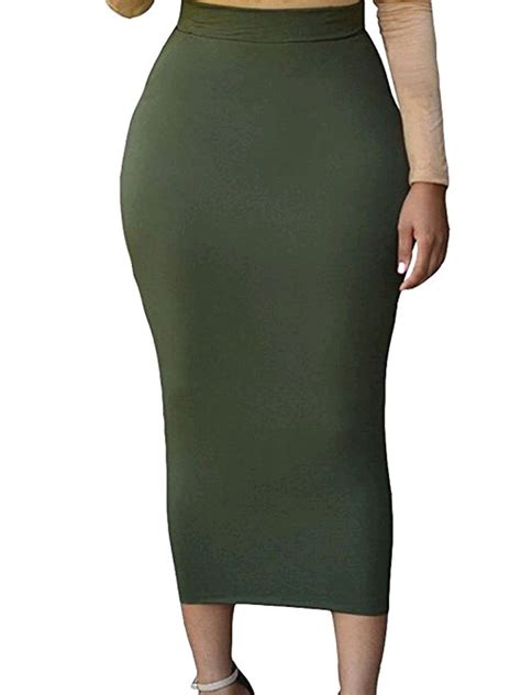 Women Casual High Waist Skirt Long Bodycon Stretchy Maxi Skirt Pencil