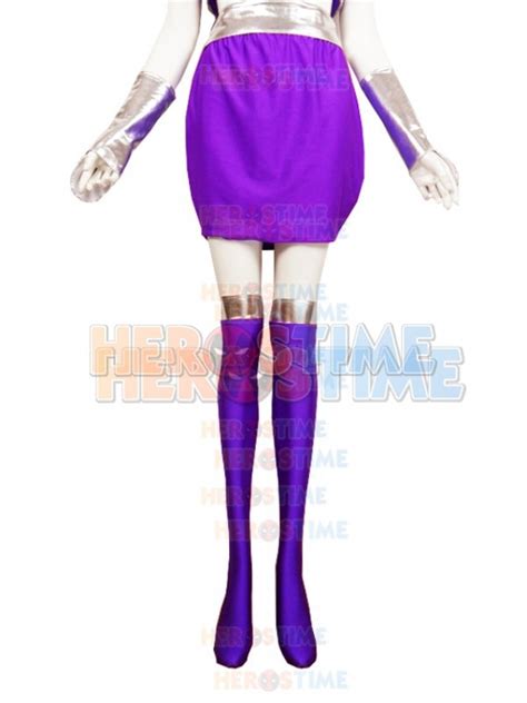 purple dc comics starfire spandex superhero cosplay costume party halloween carnival costumes