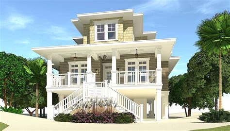 4 Bed Piling Home Plan With Great Views 44137td Architectural
