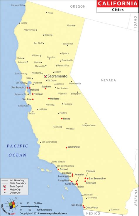 Map Of Major Cities Of California Maps In 2019 California Map Map
