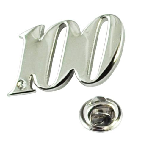 Number 100 100th Birthday Lapel Pin Badge With Crystal Rhodium