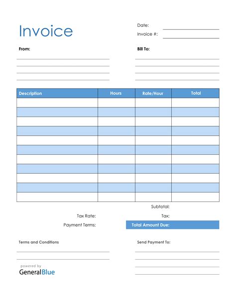 An Invoice Form Is Shown With Blue Lines On The Bottom And Below It