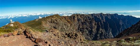 Super Wide Panorama Of Roque De Los Muchachos Observatory Located In
