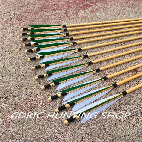 61224pcs Wood Arrows Archery Wooden Target Shaft Head Fletching For