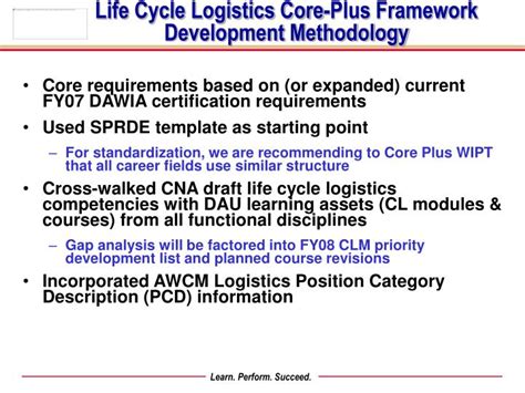 Ppt Fy08 Life Cycle Logistics Core Plus Dawia Certification Framework