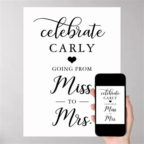Celebrate Miss Mrs Bridal Shower Heart Welcome Poster Zazzle