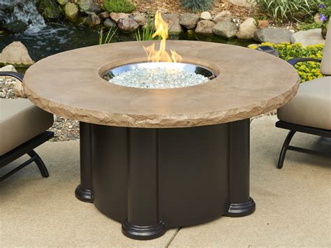 Outdoor Greatroom Colonial Fiberglass 48 Round Fire Pit Coffee Table With Mocha Top Ogcolonial48mk