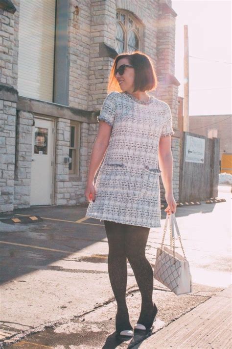 Styling A Tweed Dress For Spring Tweed Dress Edgy Outfits Dresses